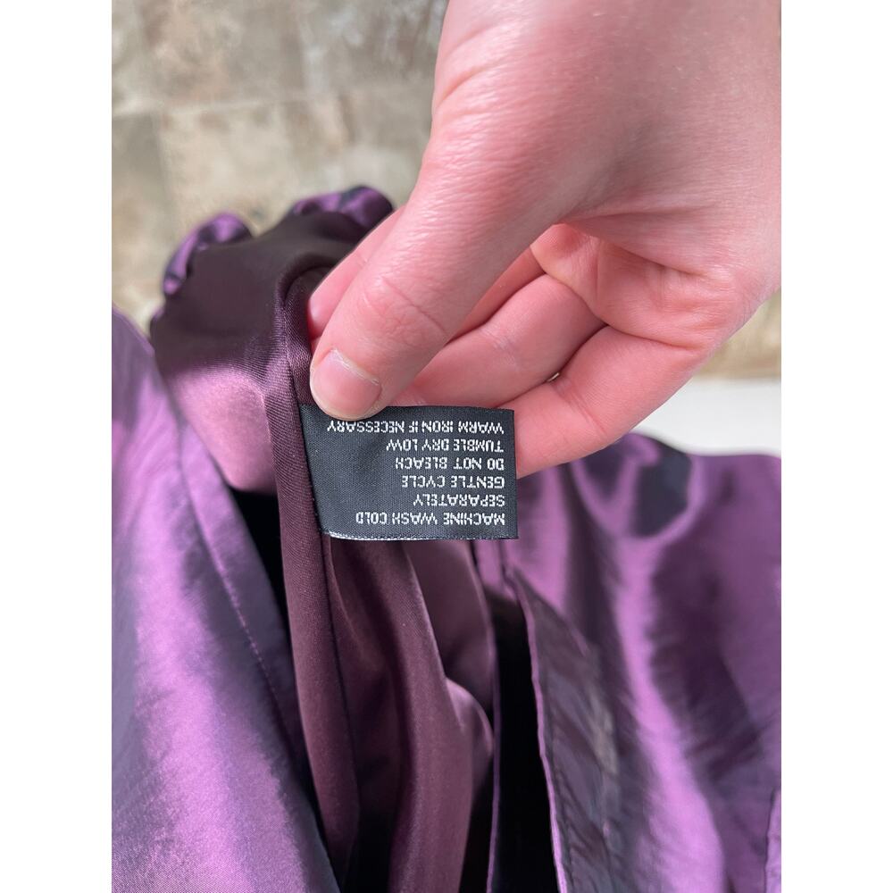 Women's Large Coffeeshop NYC Brand Shiny Purple Metallic Rain Coat - Picture 4 of 6